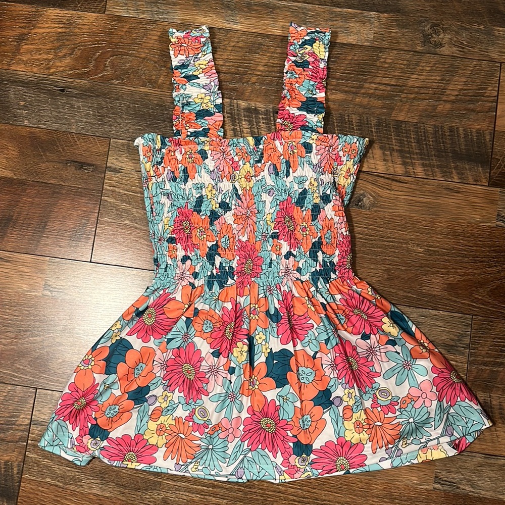 boutique brand floral smocked tank top